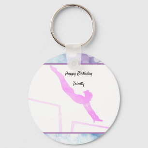 Gymnastics Birthday Uneven Bars Watercolor Key Ring