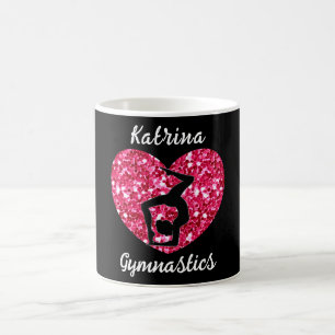 Gymnastics Black and Hot Pink Personalised Coffee Mug