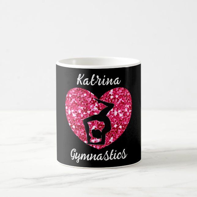 Gymnastics Black and Hot Pink Personalised  Coffee Mug (Center)