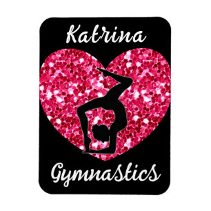 Gymnastics Black and Hot Pink Personalised Magnet