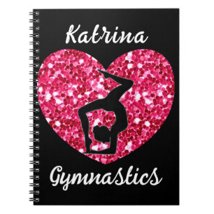 Gymnastics Black and Hot Pink Personalised  Notebook