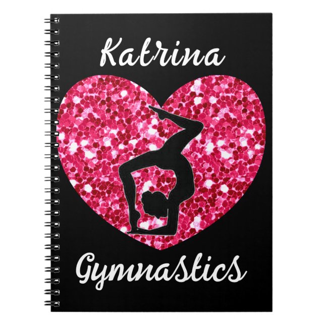 Gymnastics Black and Hot Pink Personalised  Notebook (Front)