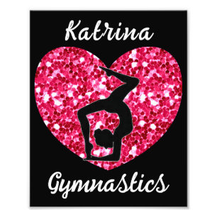 Gymnastics Black and Hot Pink Personalised  Photo Print