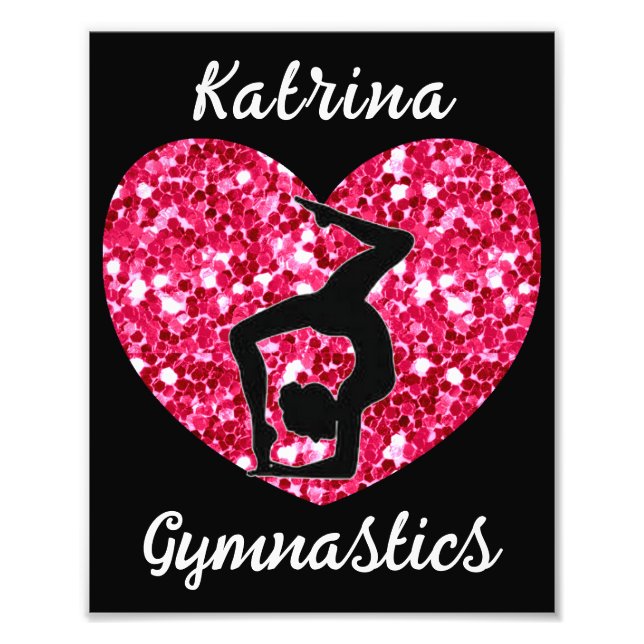 Gymnastics Black and Hot Pink Personalised  Photo Print (Front)