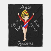 Gymnastics Black / Blonde, Hazel Eyes, Red Leotard