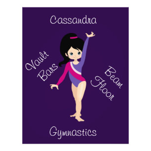 Gymnastics Black Hair, Blue Eyes, Purple Leotard Photo Print