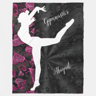 Gymnastics Black, White and Pink Fleece Blanket