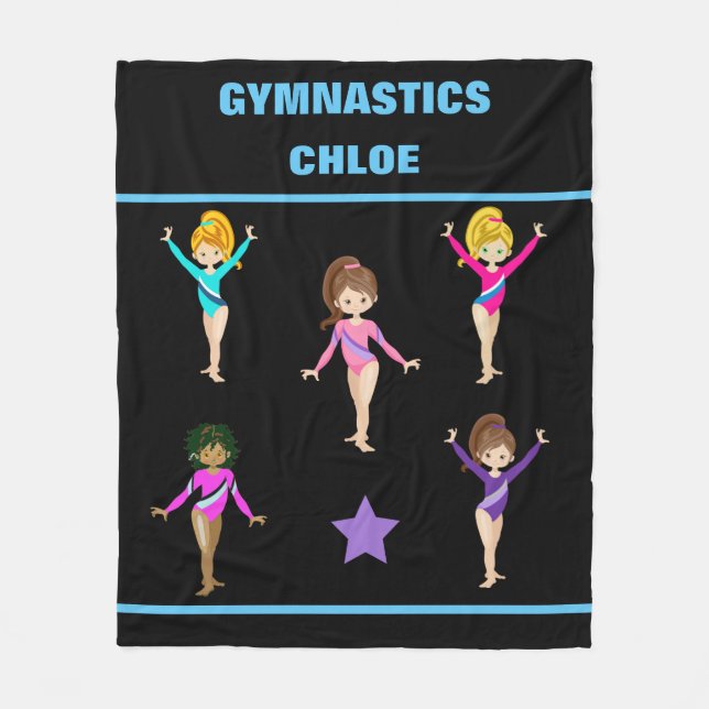 GYMNASTICS BLANKET WITH 5 GYMNASTS PERSONALIZED (Front)