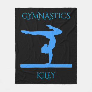 Gymnastics blanket with gymnast.  Custom name.