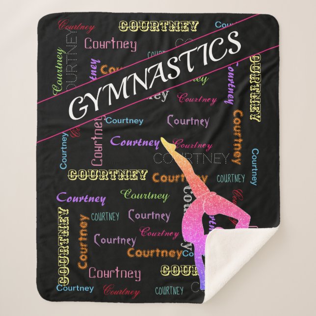 Gymnastics Blanket with Her Name All Over (Front)