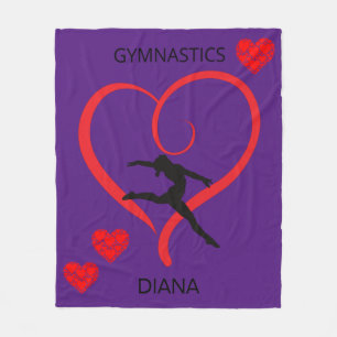 Gymnastics blanket with red hearts & Gymnast.