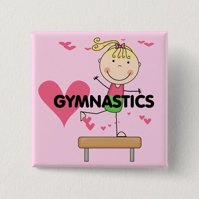 GYMNASTICS - Blonde Girl Balance Beam Tshirts 15 Cm Square Badge (Front)