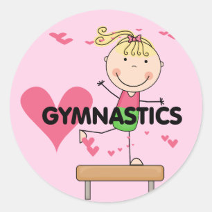 GYMNASTICS - Blonde Girl Balance Beam Tshirts Classic Round Sticker