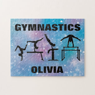 Gymnastics Blue Glam Jigsaw Puzzle