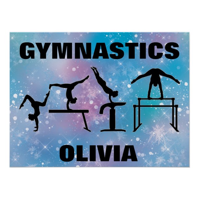 Gymnastics Blue Glam Poster (Front)