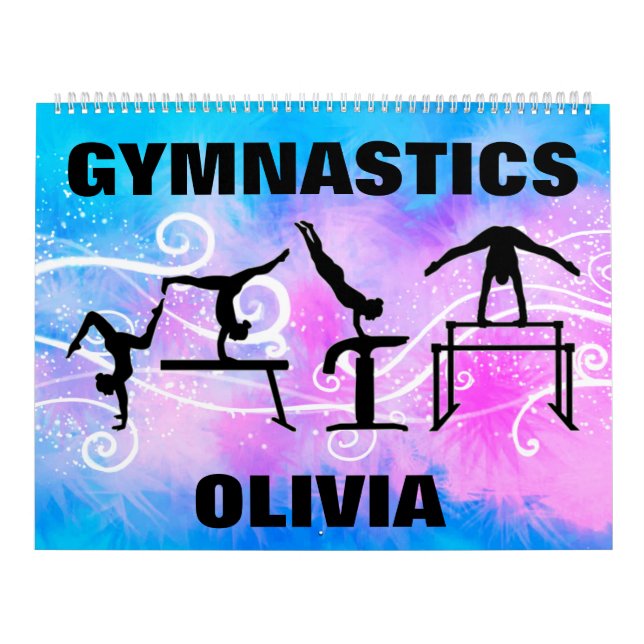 Gymnastics Blue Purple White Swirl Calendar (Cover)