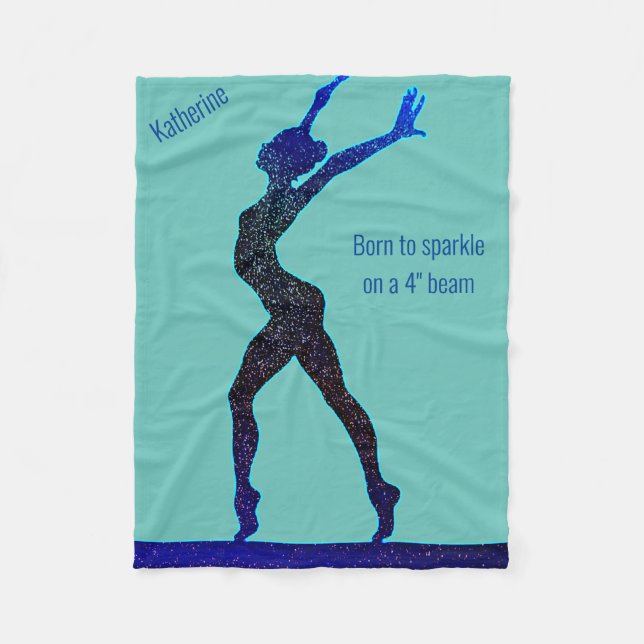 Gymnastics Born to Sparkle Balance Beam Fleece Blanket (Front)