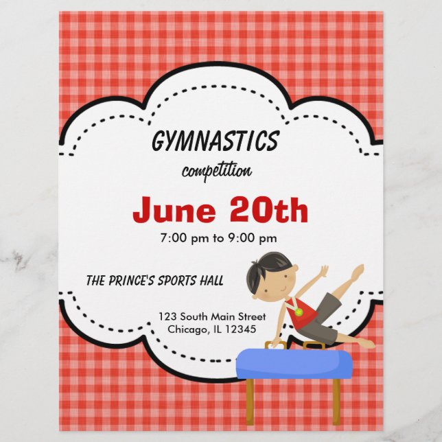 Gymnastics Boy Competition (Red) Flyer (Front)