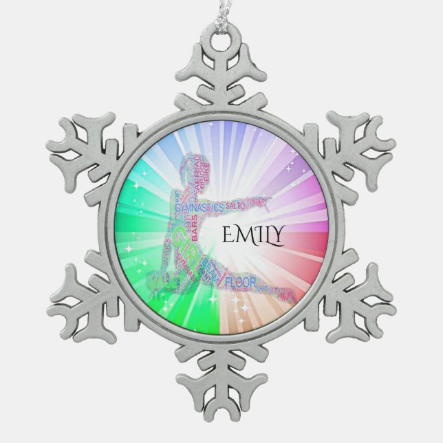 GYMNASTICS "BRIGHT LIGHTS" SNOWFLAKE TREE ORNAMENT (Front)