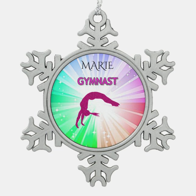 GYMNASTICS "BRIGHT LIGHTS" SNOWFLAKE TREE ORNAMENT (Front)