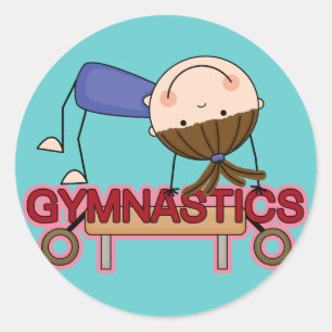 GYMNASTICS - Brunette Girl Balance Beam t-shirts Classic Round Sticker