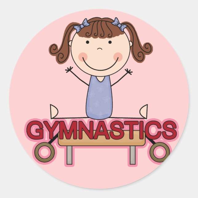 GYMNASTICS - Brunette Girl Splits Tshirts and Gift Classic Round Sticker (Front)