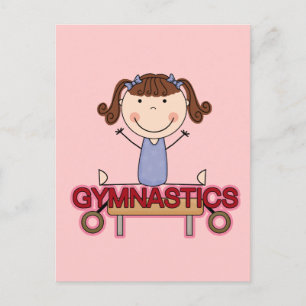 GYMNASTICS - Brunette Girl Splits Tshirts and Gift Postcard