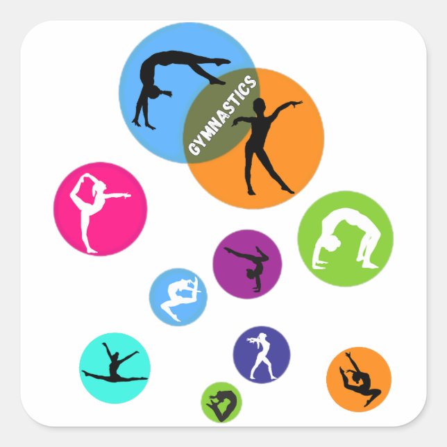 Gymnastics Bubble Square Sticker (Front)