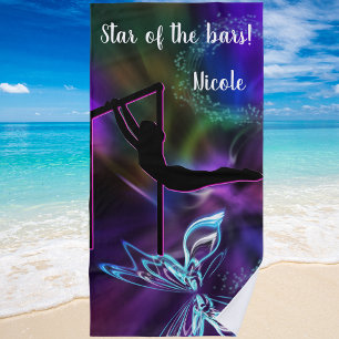 Gymnastics Butterfly Star of the Bars Personalised Beach Towel