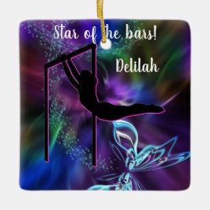 Gymnastics Butterfly Star of the Bars Personalised Ceramic Ornament