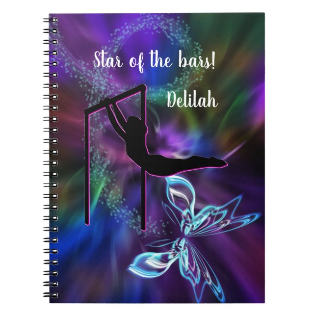 Gymnastics Butterfly Star of the Bars Personalised Notebook (Front)