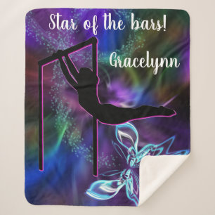 Gymnastics Butterfly Star of the Bars Personalised Sherpa Blanket