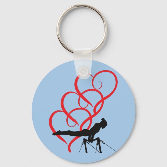 Gymnastics button keychain. key ring (Front)