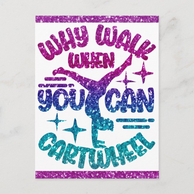 Gymnastics Cartwheel Magenta Purple Turquoise   Postcard (Front)