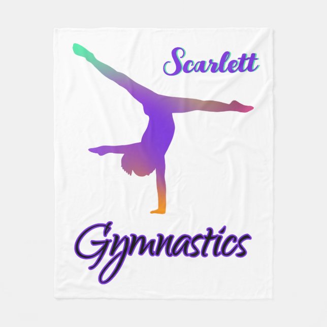 Gymnastics Cartwheel Pink Purple Personalised Fleece Blanket (Front)
