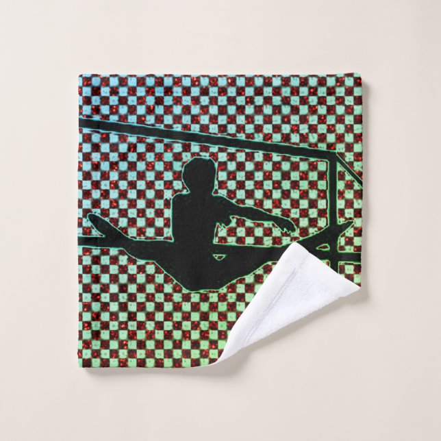 Gymnastics Chequered Sparkle Wash Cloth Towel (Wash Cloth)