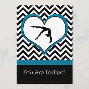 Gymnastics Chevron Heart Personal Party Invitation