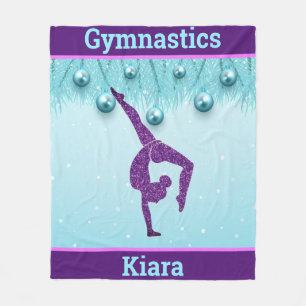Gymnastics Christmas Purple Aqua Personalised    Fleece Blanket