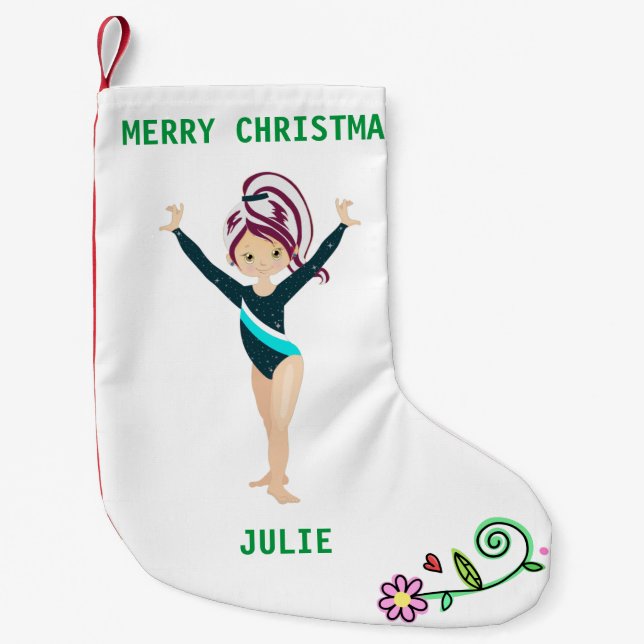 GYMNASTICS CHRISTMAS STOCKING FOR GIRLS. (Front)