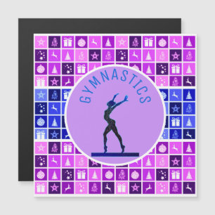 Gymnastics Christmas Themed Magnetic Card