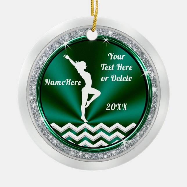 Gymnastics Christmas Tree Ornaments, Personalised Ceramic Ornament (Front)