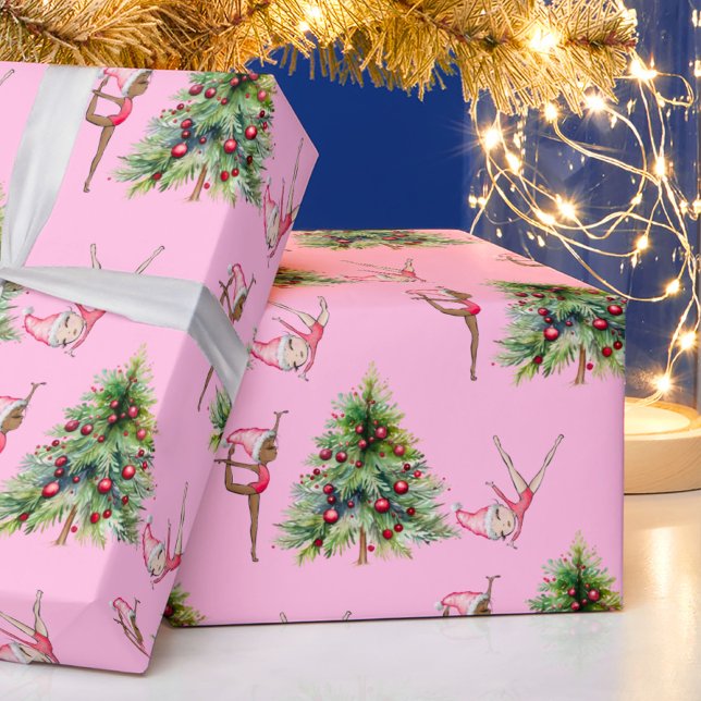 Gymnastics Christmas Wrapping Paper Pink Holiday  (Creator Uploaded)