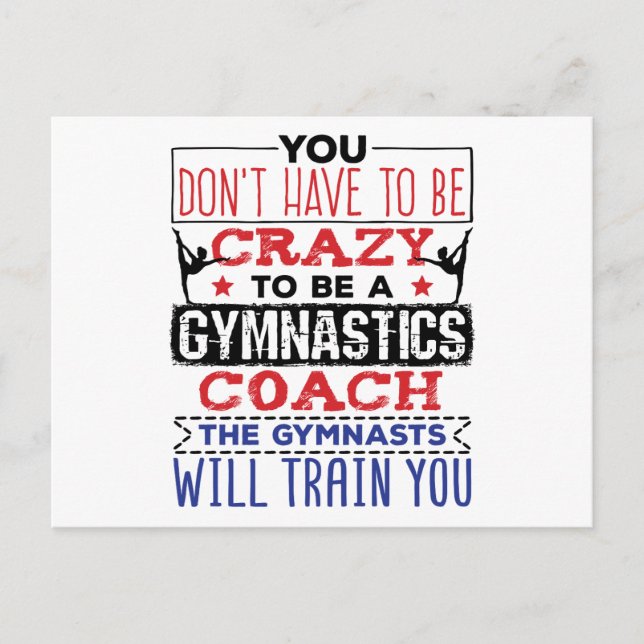 Gymnastics Coach Funny Appreciation Gift Crazy Postcard (Front)