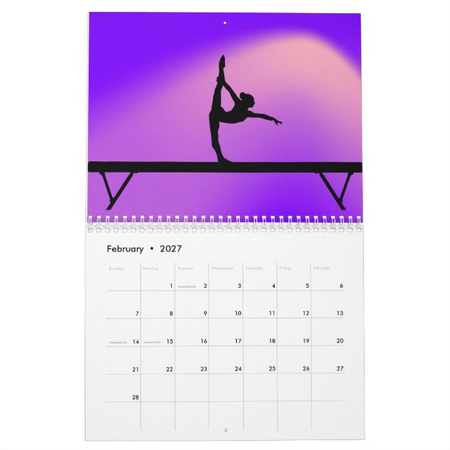 GYMNASTICS  COLORFUL CALENDAR PERSONALIZED 2022. (Feb 2027)