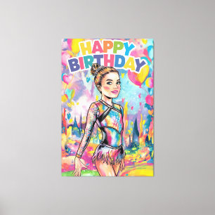 Gymnastics colourful painted personalised birthday canvas print