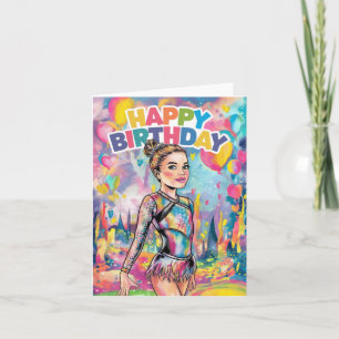 Gymnastics colourful painted personalised birthday invitation