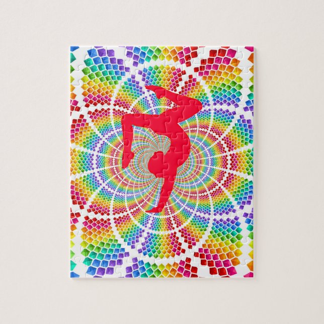 Gymnastics colourful puzzle for girls. (Vertical)