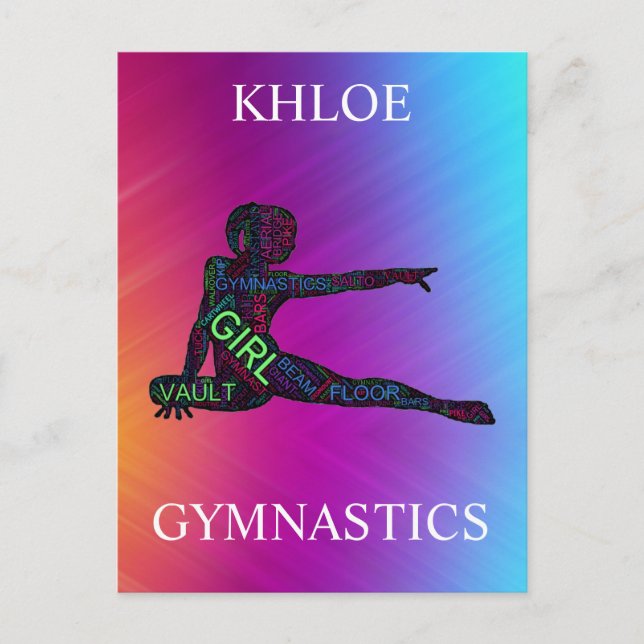 Gymnastics Colourful Word Art    Postcard (Front)