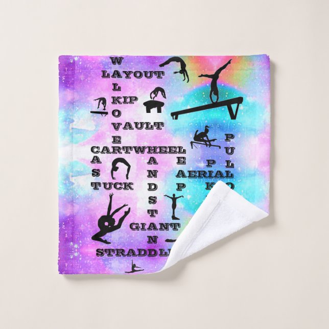 Gymnastics Crosswords Hologram Skills Wash Cloth (Wash Cloth)