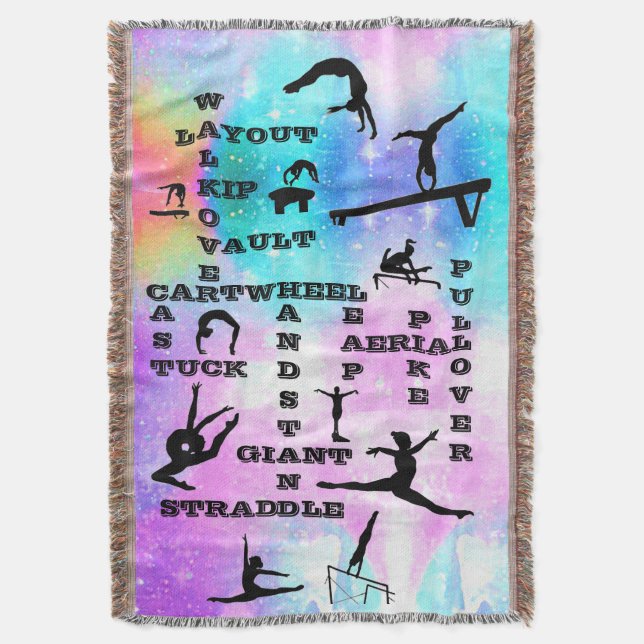 Gymnastics Crosswords Throw Blanket (Front Vertical)